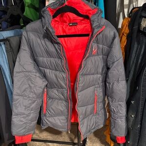 Spyder Charcoal and Crimson Puffer Jacket